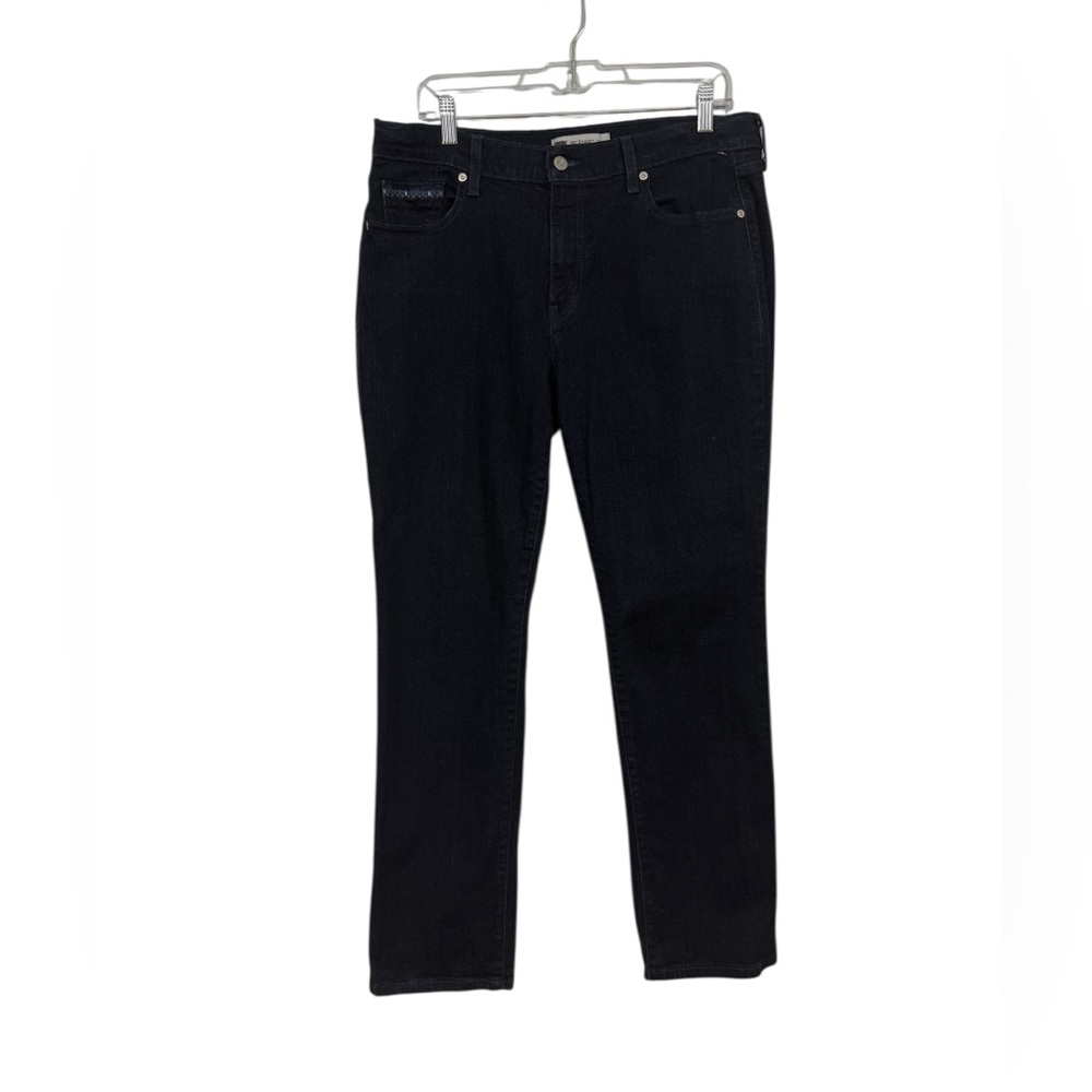 Levi's Women's 505 Straight Leg Jeans Size 14 Dark Blue Wash Stretch Pockets